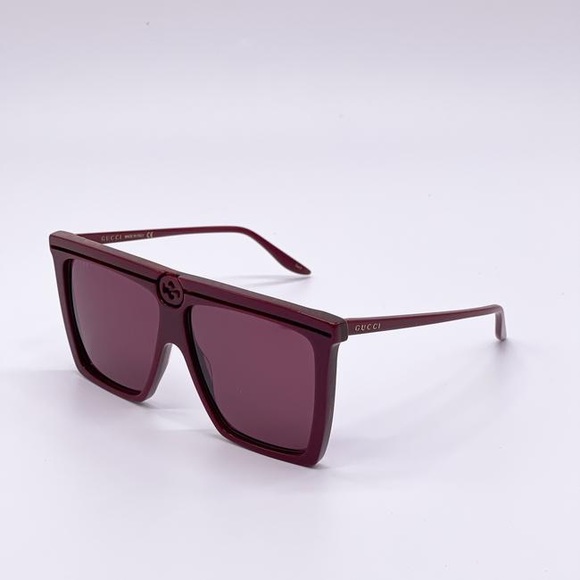 New - Gucci Burgundy New Gg0733s 003 Shield Sunglasses - Picture 5 of 13